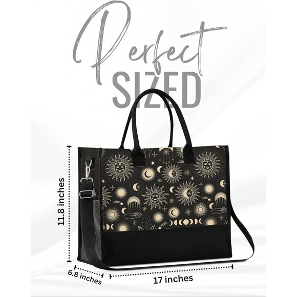 Witchy Tote Bag Women Astrology Zen Gift Large Polyester Shoulder Strap - Picture 3 of 7